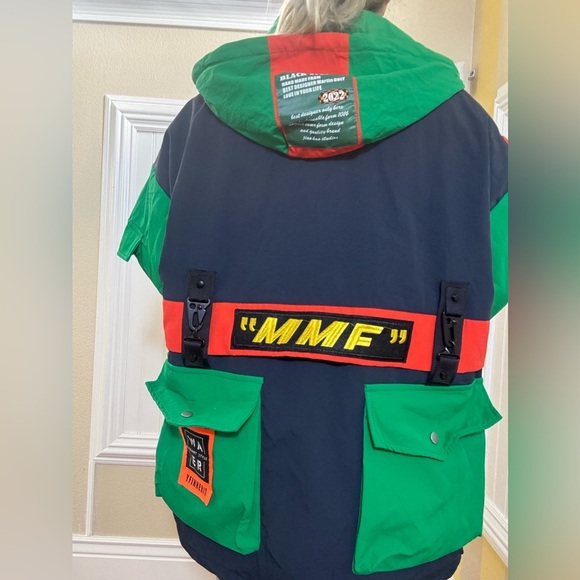 NWOT Vibrant Green and Orange Colorblock Jacket - Picture 6 of 14